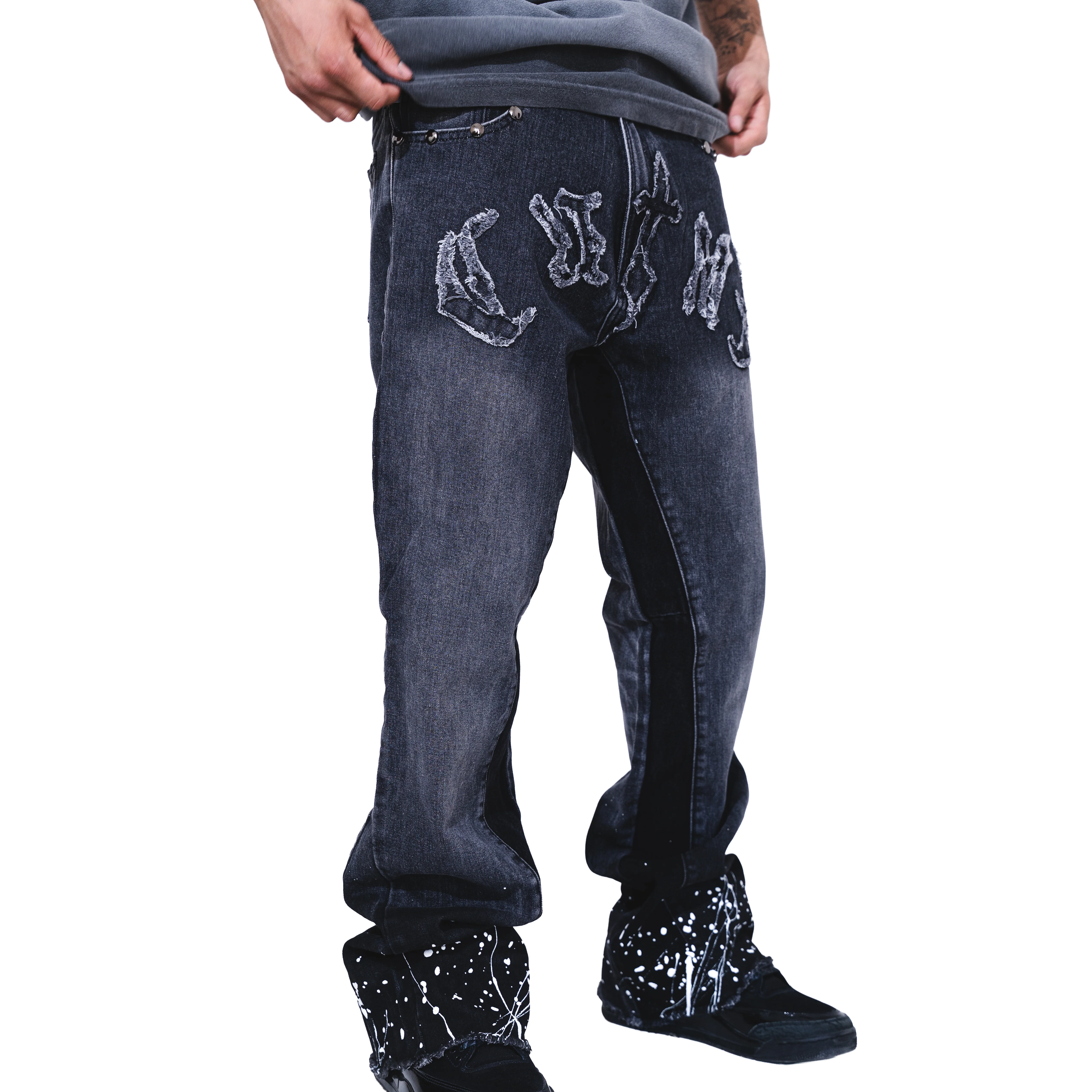 GOTHIC BLACK FLARED JEANS - Image 11